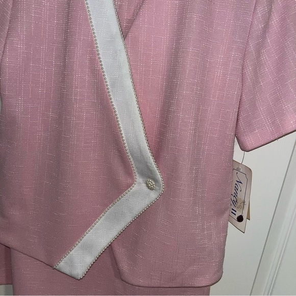 Vintage Nancy II Pink Pencil Skirt Suit Set NWT 8 Pearl Blazer Jacket USA new - Picture 8 of 10